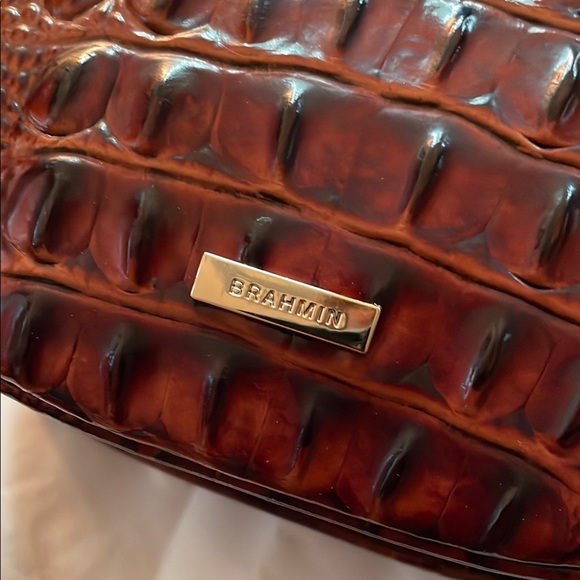 Brahmin Rich Brown Embossed Crossbody Bag - Picture 2 of 9